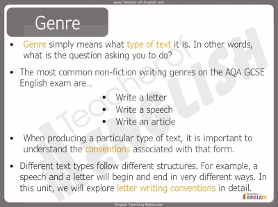AQA GCSE English Language - Writing a Letter teaching resources lesson