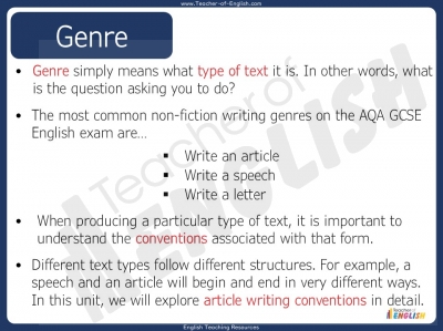 AQA GCSE English Language - Writing an Article teaching resources unit ...