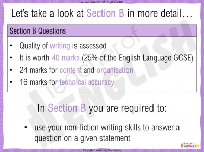 AQA GCSE English Language Exam Preparation - Paper 2, Section B ...