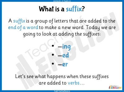 Adding Suffixes -ing, -ed and -er to Verbs - Year 1 teaching resources ...