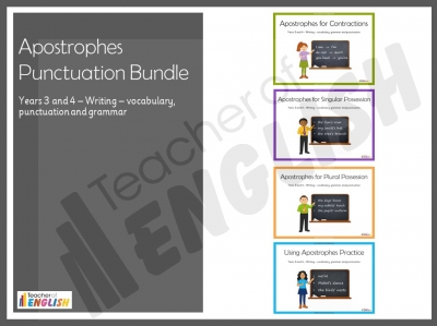 Apostrophes Punctuation Bundle - Years 3 and 4 teaching resources lesson