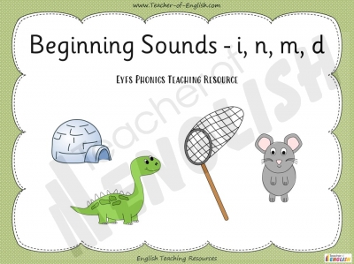 Beginning Sounds - i, n, m, d teaching resources lessons