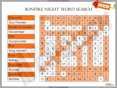 Bonfire Night Word Games teaching resources activities