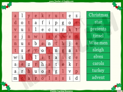 Christmas Word Search teaching resources KS1/2 activities