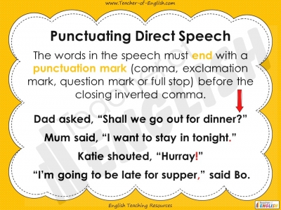 Direct Speech - Year 3 and 4 teaching resources lesson