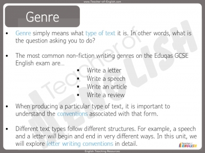 Eduqas GCSE English Language - Writing a Letter teaching resources unit ...