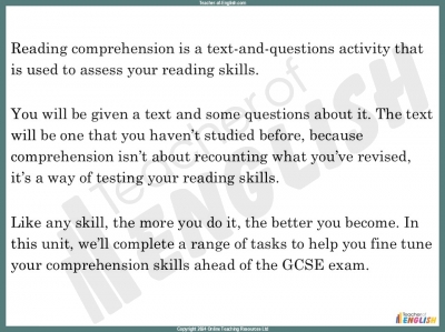 GCSE English Language Reading Comprehension Skills 2 teaching resources ...