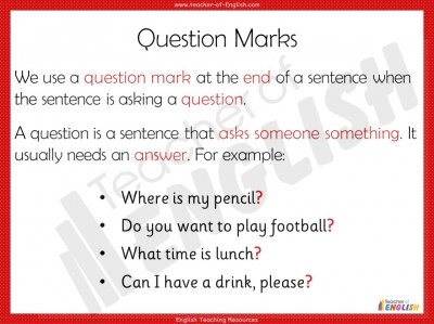 Question Marks - Years 3 and 4 teaching resources lesson