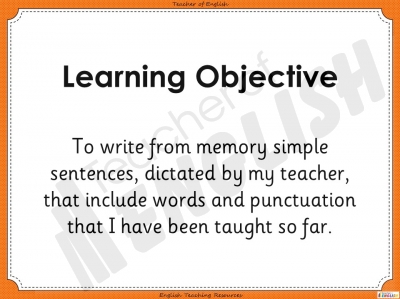 Sentence Dictation 1 - Year 1 teaching resources lessons