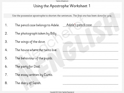 Using the Apostrophe teaching resources lessons